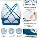 SONGSKY Sports Bras for Women, Medium-High Support Strappy Padded Running Sports Bras with Removable Cups (Blue, S)