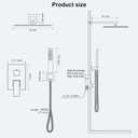 FPXRNG Black Shower Faucet Set, Rainfall Shower System with Square Shower Head and Handle Set, Wall Mounted Shower Fixtures, Full Metal Trim Repair Kit 10 inch Matte Black (With Shower Valve)
