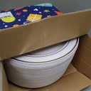 bUCLA 100Pieces Silver Plastic Plates - 10.25inch Silver Rim Disposable Dinner Plates - Ideal for Weddings, Parties & Christmas