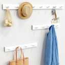 Forbena White Coat Hooks Wall Mount for Hanging 4 Pack, 16 Inch Wood Entryway Coat Rack Wall Mounted Heavy Duty, Modern Large Wall Hooks for Hats Kids Clothes Bags Purses Caps Closet - 16 Hooks