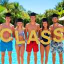 Sumind 14 Pcs Class of 2026 Pool Floating Letters, Gold Glitter EVA Foam Graduation Pool Party Decorations with Grad Cap and Beach Ball, Congrats Grad Prom Photo Props, 12 x 16 Inches