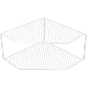 UPKOCH 2-Tier Corner Shelf Kitchen Cabinet Organizer, Metal Wire Counter and Cabinet Storage Rack for Plates, Dishes, Pots, Pans, Pantry, Grid Design for Stability and Drainage (White)