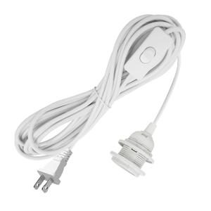 Jimosoon 20Ft Pendant Light Cord, Plug in Light Socket E26 E27 Hanging lamp Kit with On/Off Switch, Socket Rings, UL Approval Extension Lantern Cable, White