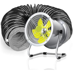 MDAFGVU 8-Inch Exhaust Fan Utility Blower - 2500 RPM High Velocity Portable Ventilator with 16 ft/5m Duct Hose for Paint Booth, Industrial Basement & Chicken Houses Ventilation