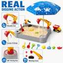 Excavator Sandbox for Kids with Lid and Umbrella, Working Digger, Dump Truck and 8 Sand Toys, Outdoor Construction Playset for Backyard and Beach, Ages 3+