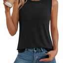 AUTOMET Womens Plus Size Tank Tops Summer Sleeveless High Neck Casual Trendy Loose Flowy Beach Shirt Vacation Outfits Black X-Large