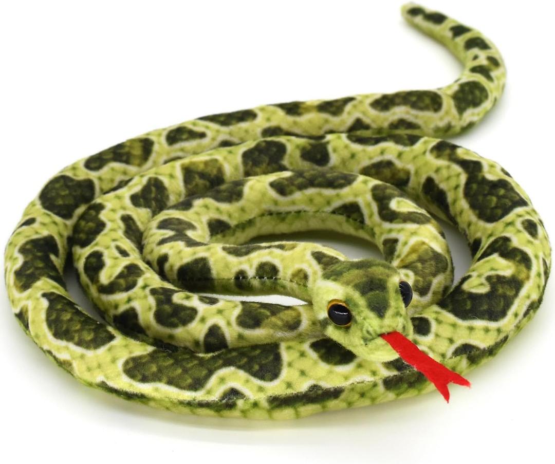HWD 3.6 ft Long Soft Snake Dolls, Cute Stuffed Animals Plush Pranks Spoof Stuff Toys, Gifts for Kids, Children, Birthday, Halloween, Christmas, Home Decoration (Green)