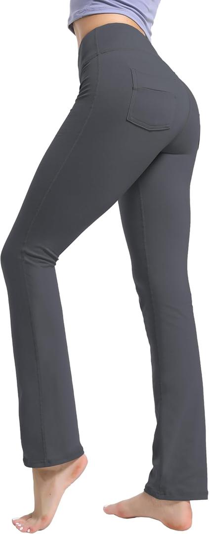 BUBBLELIME 29"/31"/33"/35"/37" Women's High Waist Straight Leg Yoga Pants Tummy Control Workout Pants with Pockets (X-Large)