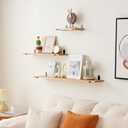 Oak Floating Shelves 12 inches Floating Wood Shelf Wall Mounted with Lip Brackets for Bedroom Living Room Kitchen Bathroom Rustic Wall Storage Shelves (Upgrade Width 6")