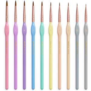 Nicpro 10PCS Micro Fine Detail Paint Brush Set, Aesthetic Pastel Small Miniature Fine Tip Detail Brushes Kit for Acrylic Oil Watercolor, Craft, Models, Miniatures, Rock Painting, Paint by Numbers