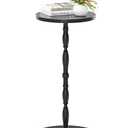 Homedawn Round Side Table, Drink Table for Small Spaces, Vintage Accent Side Table, Pedestal End Tables for Bedroom, Living Room, Sofa Couch and Corners, Black