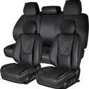 Car Seat Covers Full Set, Black Faux Leather Waterproof Seat Protectors, Breathable with Lumbar Support, Front Seats Back Seat Covers,Wear-Resistant Universal Fit for Most Cars, Trucks, SUV