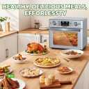 NutriChef 26L Electric Air Fryer Oven | 1700W Countertop Rotisserie & Air Fryer | 360° Rotating Feature | 10 Menu Presets | Includes Drip Tray, Air Frying Basket & Bake Rack 15x16x14 | Stainless Steel, One Size