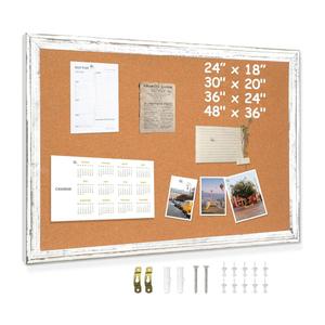 DOLLAR BOSS White Cork Board for Wall - 24 X 18 Inches, Rustic Wooden Frame Bulletin Board, Decorative Hanging Pin Board for Office & Home Decor