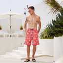 FT FENTENG Mens Swim Trunks Quick Dry Board Shorts with Mesh Lining, Breathable Surf Beach Shorts Swimwear Bathing Suits (Red, M)