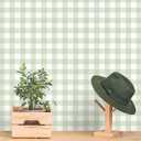 Cohoo Home Green Plaid Peel and Stick Wallpaper Boho Plaid Contact Paper for Cabinet Green Checkered Gingham Contact Paper Self Adhesive Removable Wallpaper Bathroom Nursery Waterproof 17.3inW 315inL