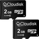 Micro SD Card 2GB Pack of 2 Flash Memory Card Class 6 with SD Adapter MicroSD TF Card (2 GB)