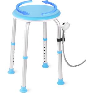 Shower Chair Shower Seat for Inside,Bath Chair for Elderly and Disabled,Tool-Free Assembly, Adjustable Height (13.75"-20.5"), 360 Swivel, Anti-Slip Feet - Supports 350lbs