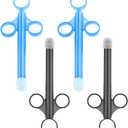 Lube Applicator Syringes, Lubricant Tube Shooter with Smooth Rounded Cap for Men, Women & Couples, Reusable, Easy Use & Clean [10ml Scales][2PCS Blue & 2PCS Gray]