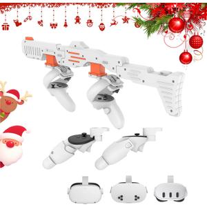 Relohas VR Handle Accessories for Meta Quest 2,3,3S, Gun Stock for Oculus Quest, Weighted Controller Grips, Enhance Realistic FPS Gaming Experience (Orange)