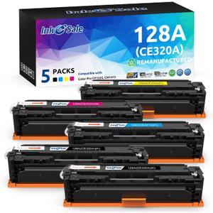 INK E-SALE 5-Pack Remanufactured Toner Cartridge Replacement for HP 128A CE320A CE321A CE322A CE323A Canon 116 Toner Ink Set for HP LaserJet CP1525n CP1525nw CM1415fn CM1415fnw MF8080Cw Printer