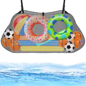 Pool Floats Storage Bag, Foldable Swimming Pool Hanging Mesh Organizer for Balls,Floats,Water Inflatable Toys and Other Pool Accessories (Black)