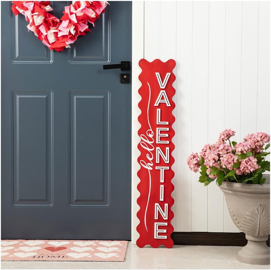 Glitzhome 39.25"H Valentine's Wooden HELLO VALENTINE Porch Sign, for Home Front Door Yard Party Decor