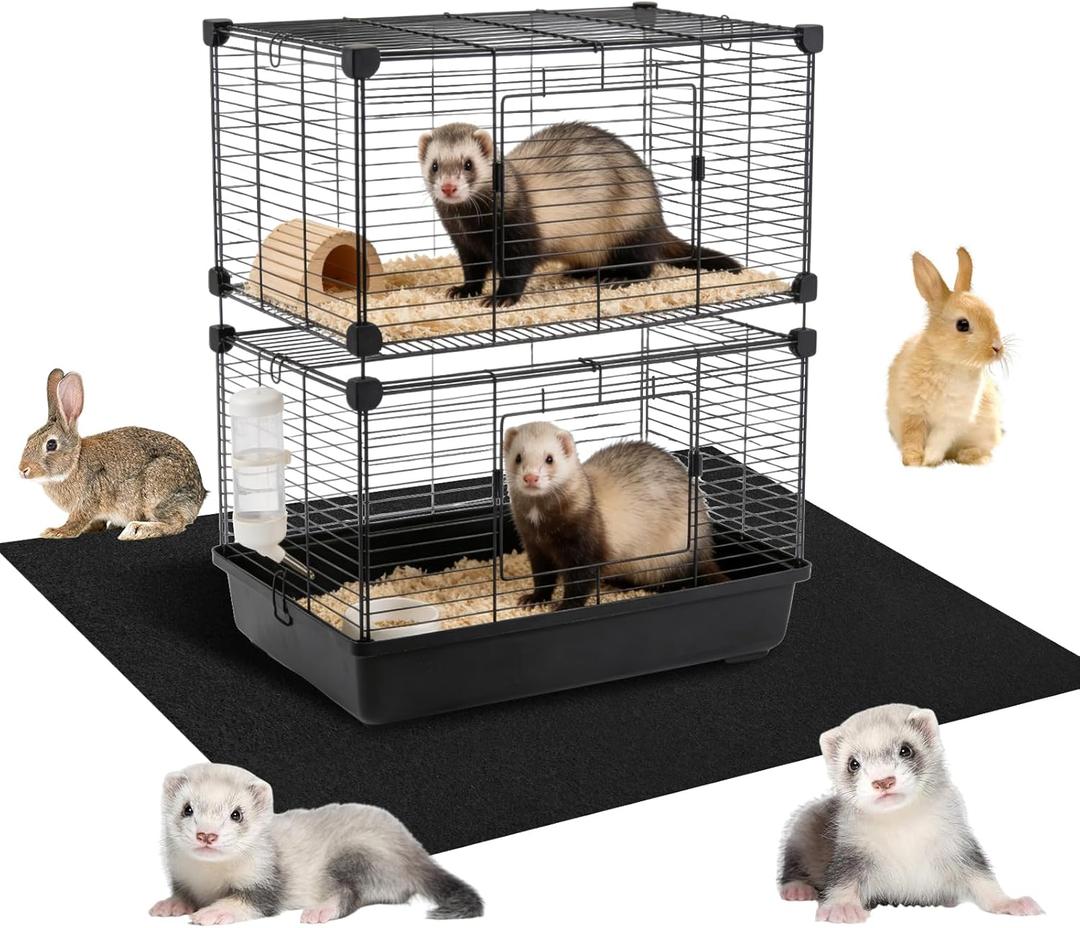 3 x 57" x 41.3" Felt Ferret Playpen Mat, 3mm Thick Absorbent Felt Surface with Non-Slip Backing for Hard Floors, Durable Under Cage Pad for Ferret Cages, Bird Cages, Reptile Aquariums, Dog Kennels