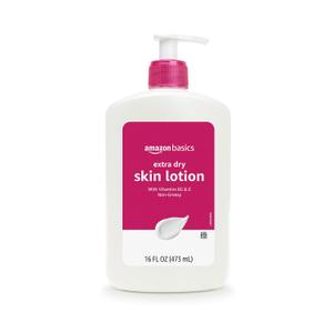 Amazon Basics Body Lotion For Dry Skin with Vitamins B5 & E, Clean Scent, 16 fl oz (Previously Solimo)