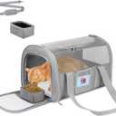Cat Carrier Soft for Pets Up to 15 Lbs, Cat Travel Bag with Padded Shoulder Strap and Detachable Cat Food Bowl, Pet Dog Carriers for Small Dogs Travel Puppy Carry Airline Approved, Grey
