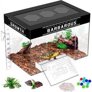 Adjustable Turtle Basking Platform, 11.8x7.9x7.9'' Acrylic Turtle Topper & Dock, Hanging Platform Enclosure Warm Room for Turtles, Small Reptiles(Large)