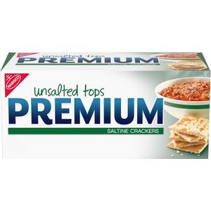 Premium Unsalted Tops Saltine Crackers, Lunch Snacks, 16 oz BBD: 08-7