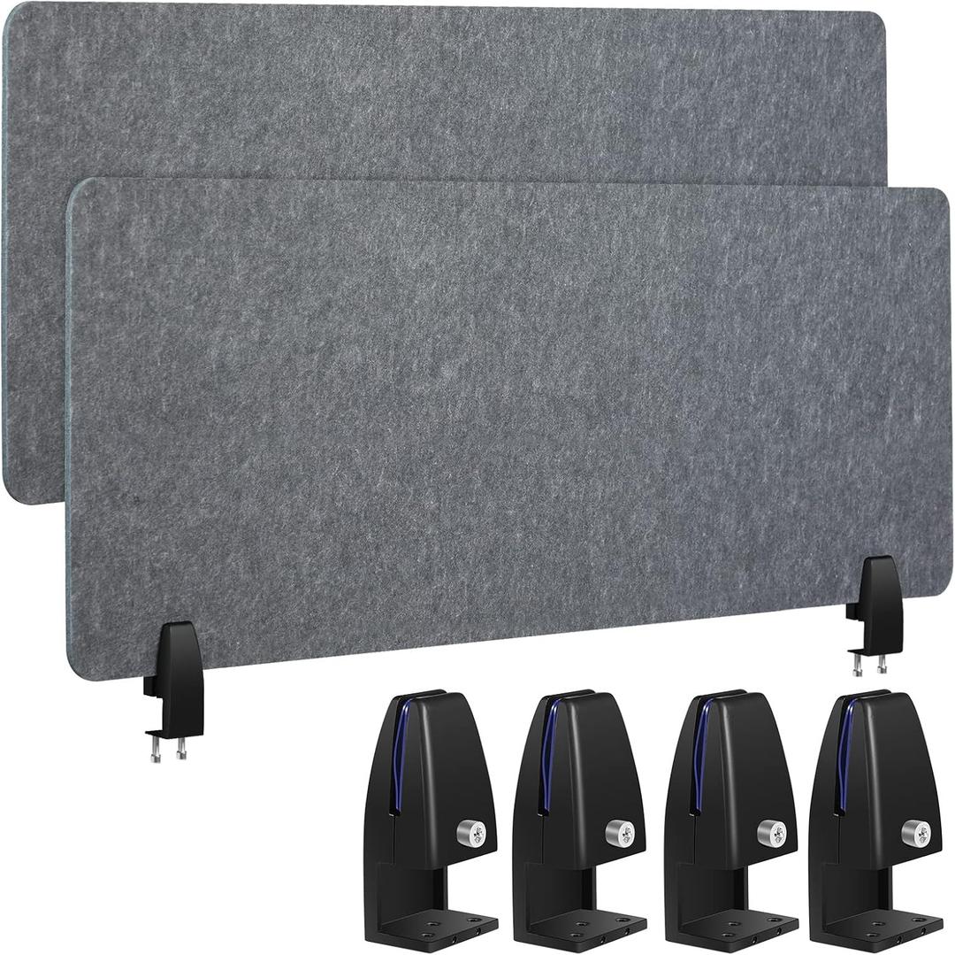 Wesiti 2 Pcs Acoustic Desk Divider Noise Reducing Desk Privacy Panel for Student Table Standing Sound Proof Divider Desktop Claw Office Furniture Partition for Classroom(Gray,47.24 x 15.75 Inches)