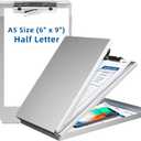 Sunnyclip Aluminum Clipboard with Storage(Memo Size), Recycled Metal Form Holder Binder Fits Paper Size up to 5.66 x 9.5 inches, A5 Size