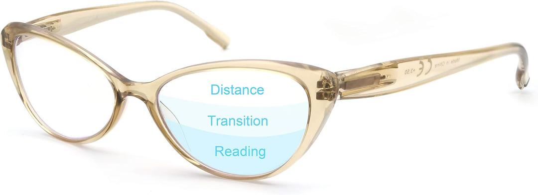 MODFANS Progressive Multifocus Reading Glasses,Blue Light Blocking Readers Eyeglasses (Apricot)