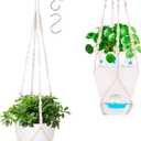 2-Pack 5.7-Inch Self-Watering Hanging Planters for Indoor & Outdoor Plants,34Inch Macrame Hanger Plant Pots Indoor with Drainage,Small Hanging Planters & Baskets,With Two Sets of HooksPure white