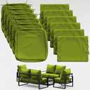 Thick Outdoor Back&Seat Cushion Covers 24×24×4in 12Pcs for Patio Furniture with Zipper Closure and Handle, Waterproof Replacement Slipcover for Garden Rattan Chair Sofa, Grass Green