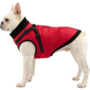 Dog Winter Coat with Hurns Built in, Dog Winter Jacket for Small, Medium, and Large Dogs, Water-Resistant?Windproof - Red - L