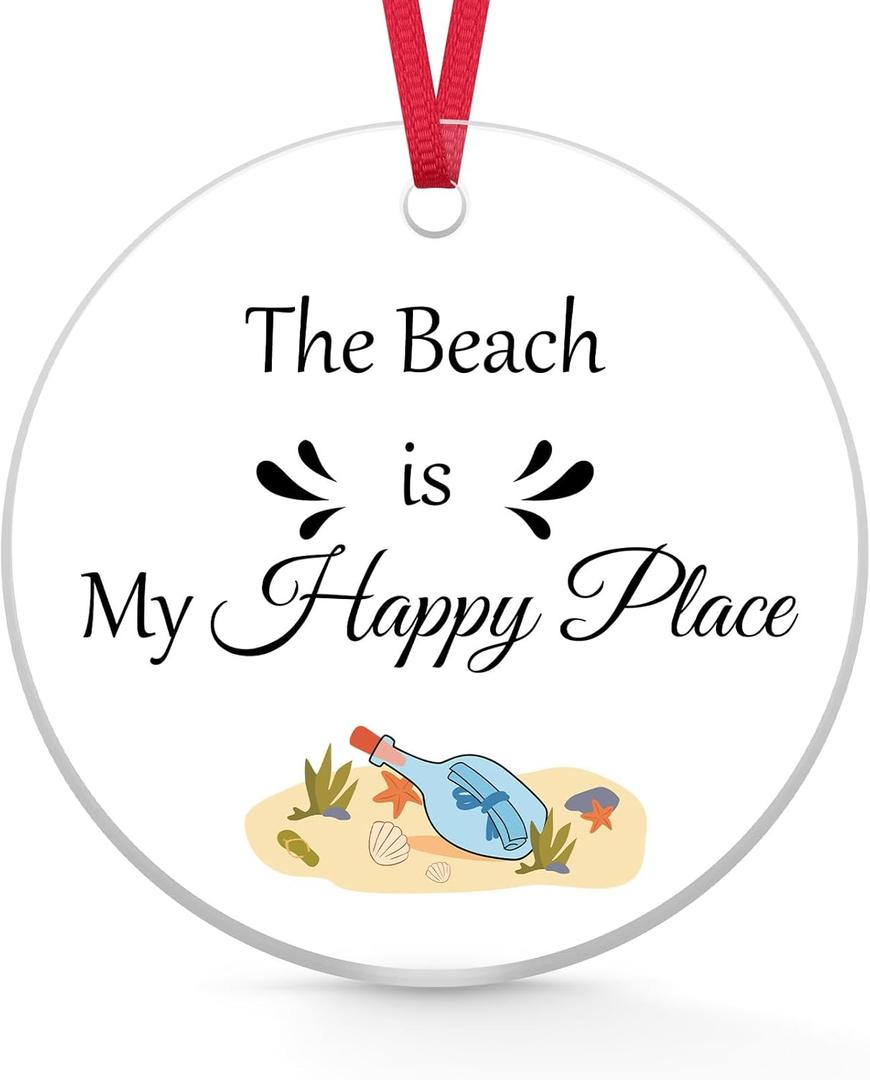 Beach Gifts for Women Christmas Ornament Beach Themed Gifts for Women Friend Beach Lover Gift Acrylic Ornament Ocean Theme Decorations Vacation Gift for Girl Teens Beach House Decor