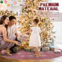 84 Inch Large Pink Christmas Tree Skirt, Burlap Tree Skirt White Snowflake Xmas Mat for Christmas Home Farmhouse Holiday Indoor Decoration