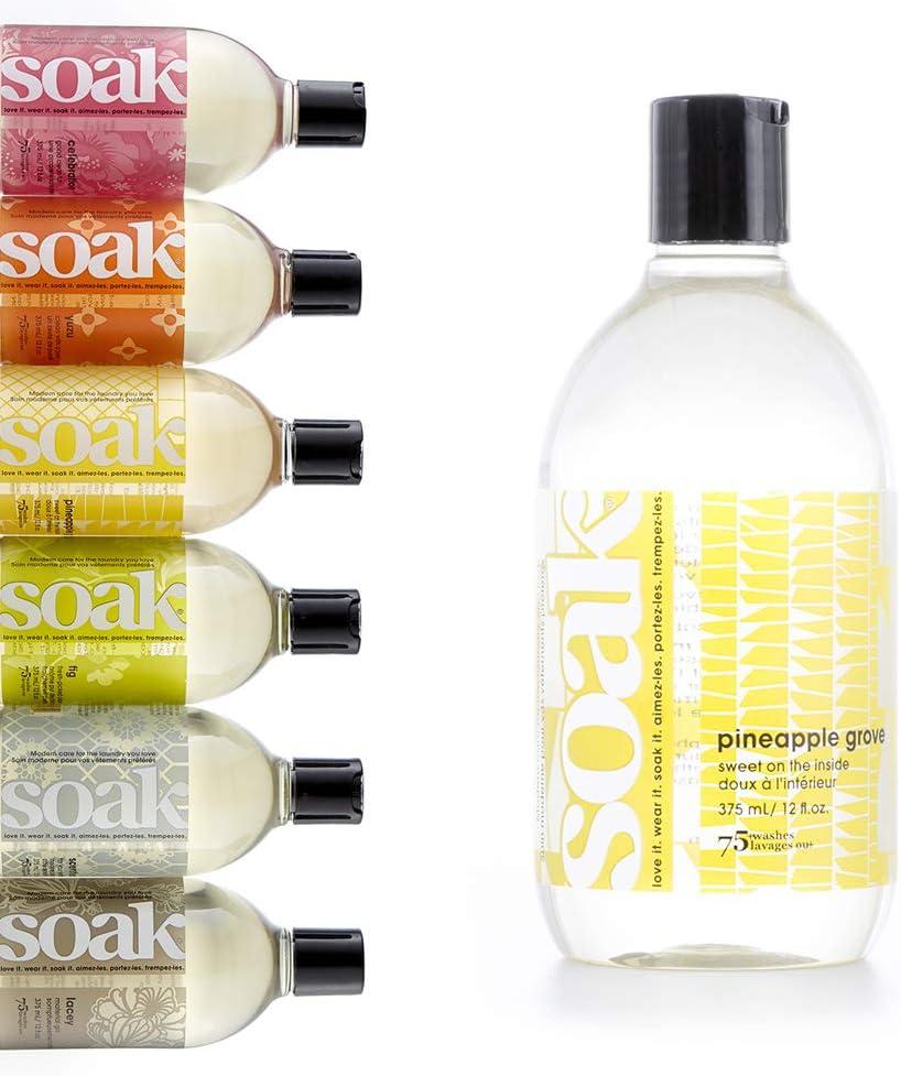 Soak Laundry Soap  No Rinse, Plant Derived Hand Wash Detergent - 375 ml / 12 fl. oz, 75+ Washes (Pineapple)