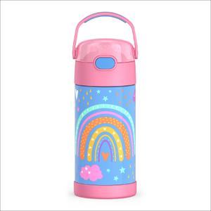 THERMOS FUNTAINER Water Bottle with Straw - 12 Ounce - Kids Stainless Steel Vacuum Insulated Water Bottle with Lid, Rainbow Dreams