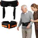 Gait Belt, Upgraded with Metal Buckle & Detachable Leg Straps, 7 Reinforced Handles, Transfer & Lift Belt for Seniors & Elderly, Walking Support and Mobility Assistance (Orange, Medium)