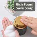 Elegant Foaming Soap Dispenser, Designed with Flower-Shaped Emboss, Ceramic Gold Hand Soap Dispenser for Bathroom (Black)