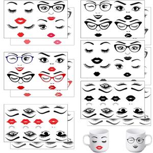 12 Pcs Face Stickers, Face Stickers for Flower Pots, Face Decals for Holiday Party Supplies DIY Crafts Flower Pots Decoration