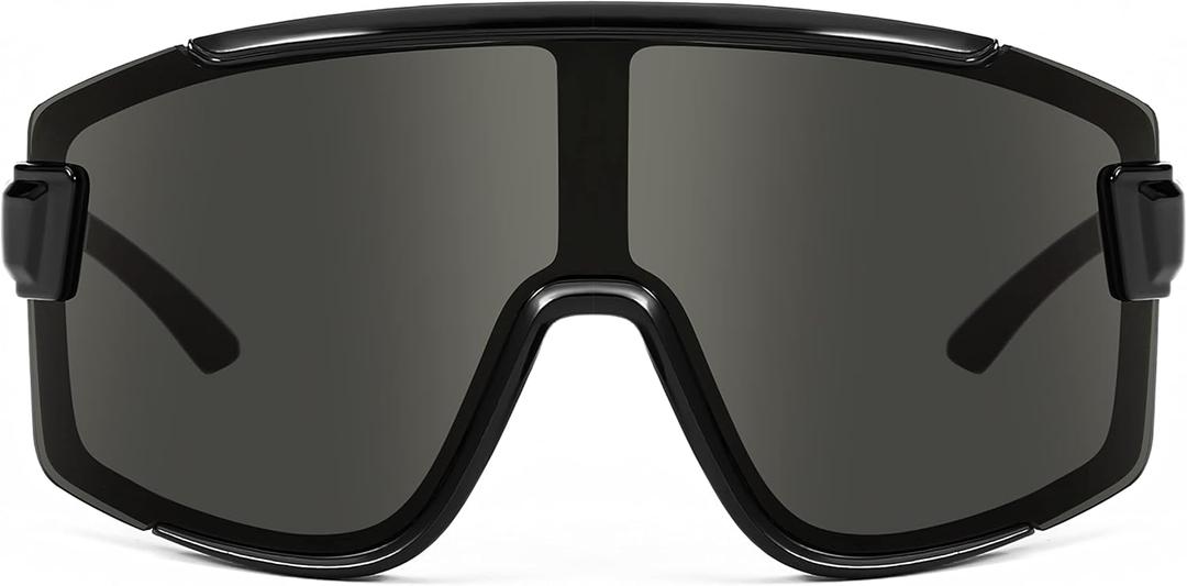 FEISEDY Cycling Glasses Men Women Sport Sunglasses 80s ski Goggles Driving Fishing Biking Sunglasses UV Protection B2944 (Color: 004 Black Frame/Gray Lens
)