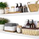 BGMG Wood Floating Shelves 36 inch Long, Wide Rustic Wooden Wall Shelves for Bathroom Living Room Bedroom Kitchen Farmhouse Set of 2-36x6.7x1.25 inch-White