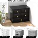 Oak Desk Organizer with Drawers, Durable Wooden Desktop Storage Box with Metal Handles & Non-Slip Silicone Pads, 5 Drawer Tabletop Organizer for Office, Bedroom, Bathroom, Vanity, and Makeup Black