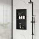 Qeke Stainless Steel Shower Niche 12" X 24", No Tile Needed Wall Niche Double Shelves, Recessed Shower Shelf for Bathroom Storage, Matte Black
