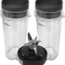 Replacement 16oz cup with lid and extractor blade,Compatible with Ninja Kitchen System Pulse Blender : BL200 30/ BL201 30/BL201C 30/BL203QBK 30 /BL203OCN 30/ BL203QB 30 (Bl210(cup with seal lid))